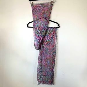 Metallic Sheen & Thread Jewel Multicolor Fringe Lightweight Scarf Wrap Shawl